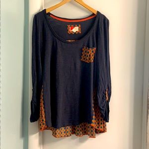 Anthropologie Blue Orange Medallion Print Tunic